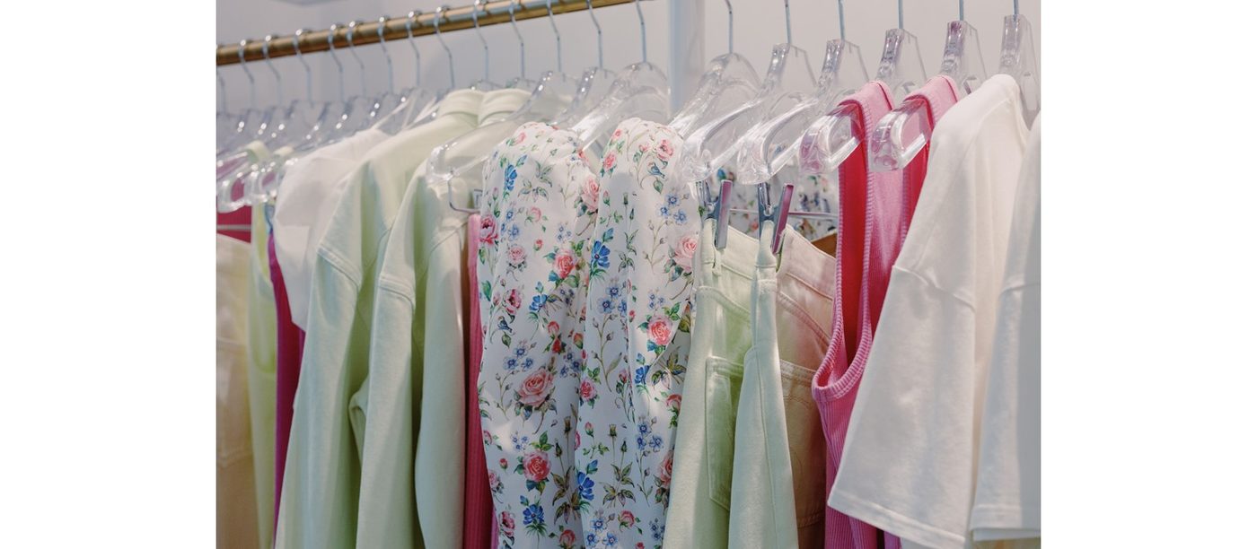 Finished garments on a rack, ready for review