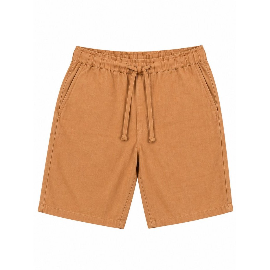 Development sample — Linen-Blend Drawstring Shorts — Camel