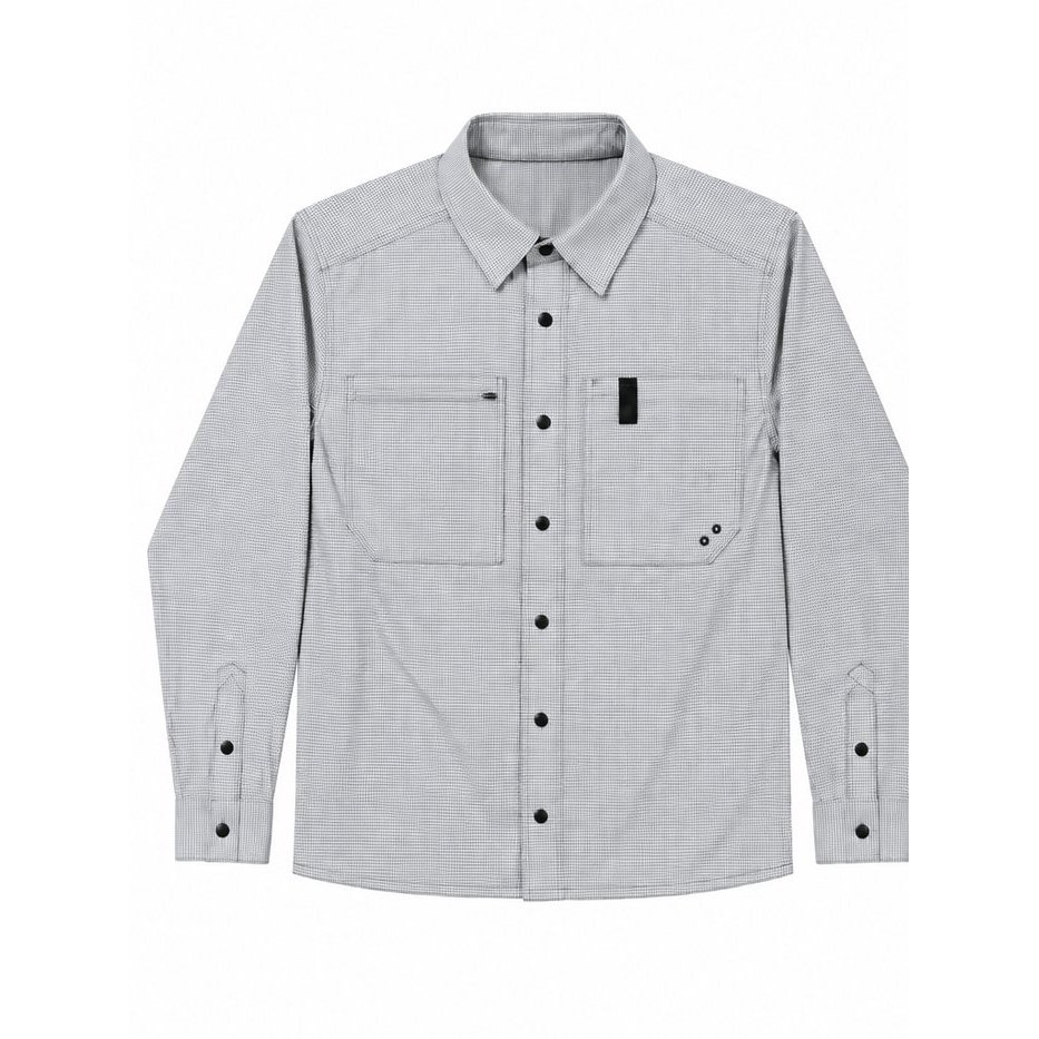 Development sample — Micro-Check Cotton CPO Shirt — Light Grey