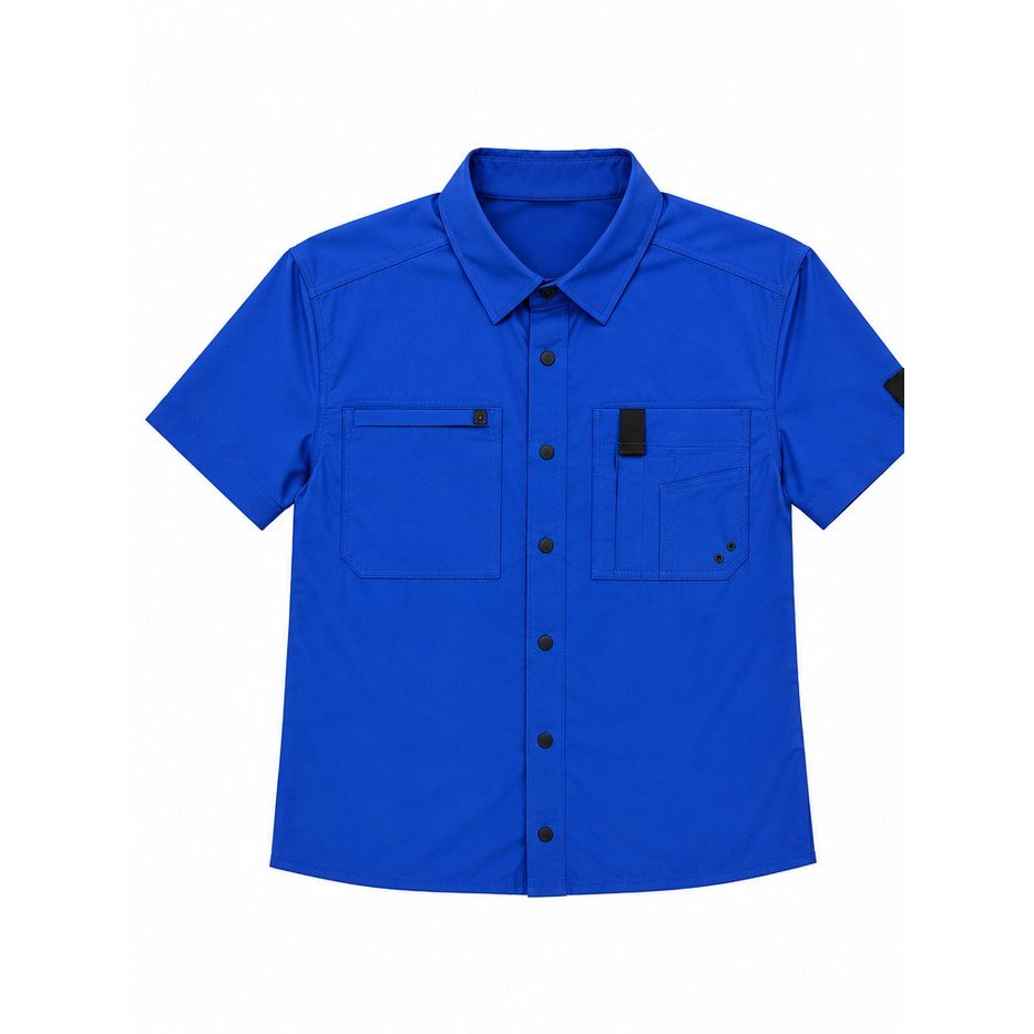 Development sample — Stretch Short-Sleeve Utility Shirt — Royal Blue